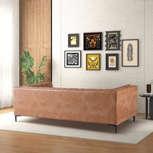 Angelina Midcentury Channel Tufted Sofa 84" (6 Colors)