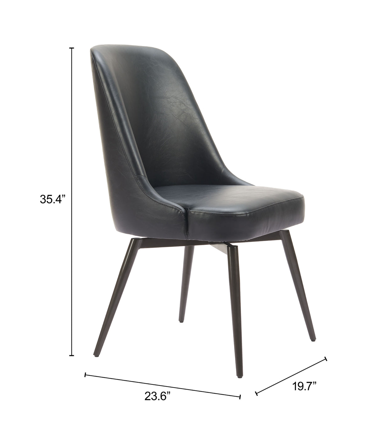 Keppel Swivel Dining Chair (Set of 2) in Black