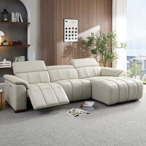 Modern Leather Chaise Sofa Sectional 113" (2 Colors)