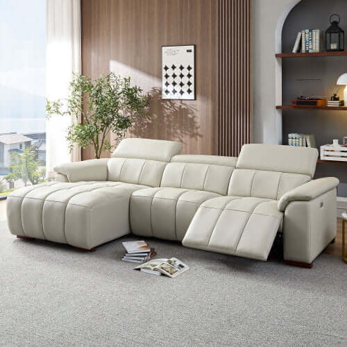 Modern Leather Chaise Sofa Sectional 113" (2 Colors)