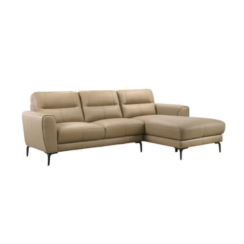 Top Grain Leather Right Facing Chaise Sofa Sectional 94"L