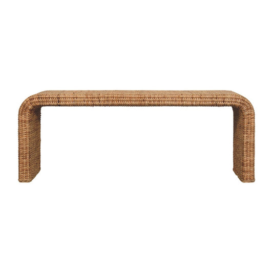 Leif Brown Solid Wood Rattan Bench