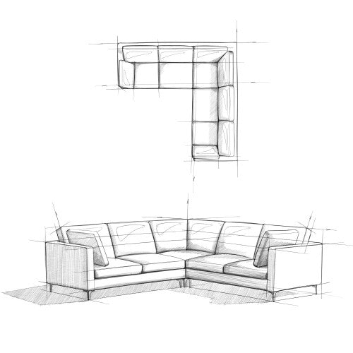 Ava MCM Cream Symmetrical Corner Sofa Sectional 102"