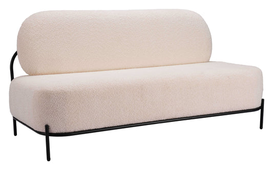 Arendal Modern Armless Sofa Loveseat in Vanilla Sherpa Upholstery 64" - Revel Sofa