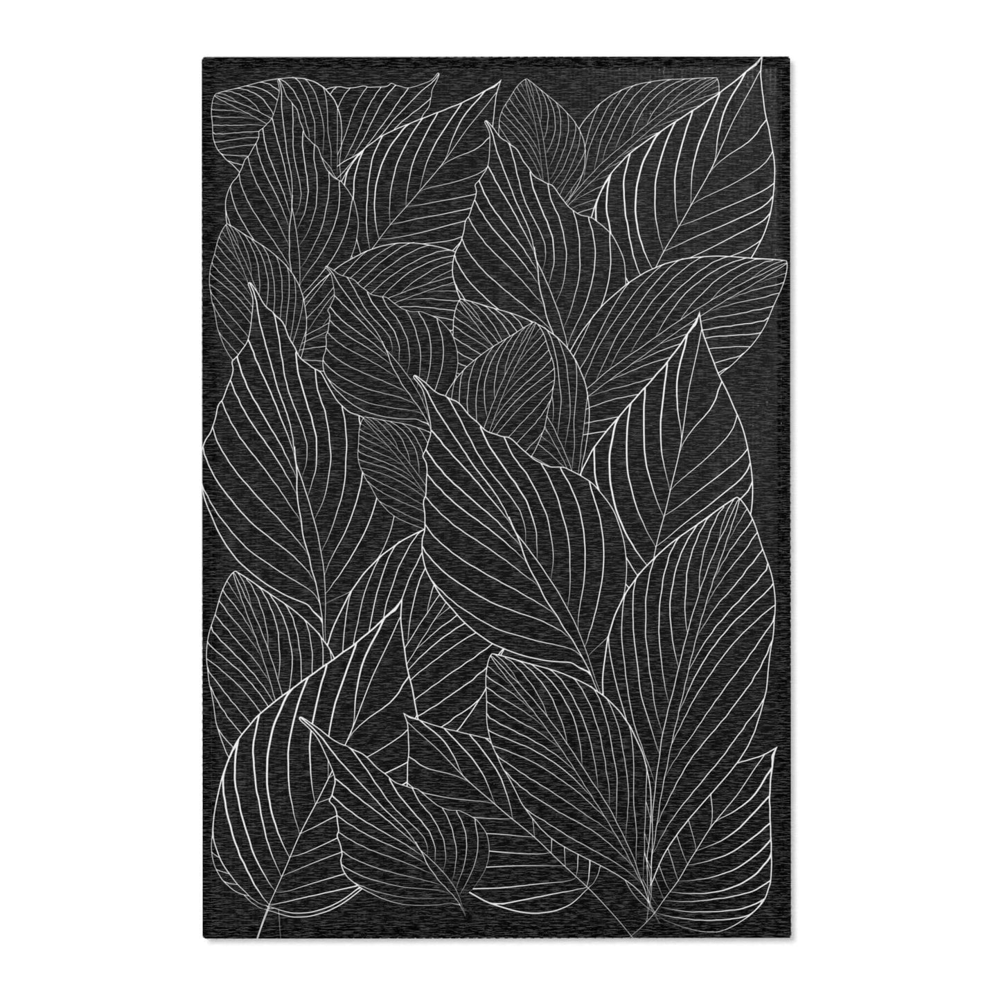 Rectangular Designer Accent Rug - Black & White Leaves - Revel Sofa