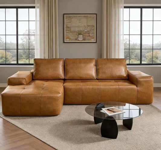 Isolde Brown Faux Leather Modular Sectional Sofa