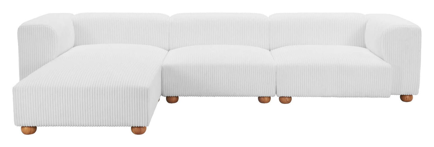 Tayte White Corduroy Deep Seated Modular Sofa 150'