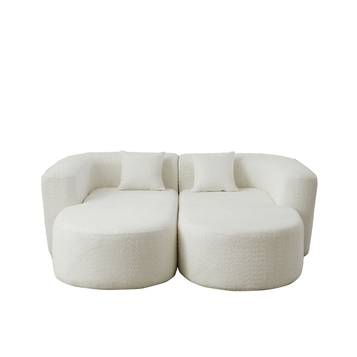 Halcyon beige chenille curved sectional sofa