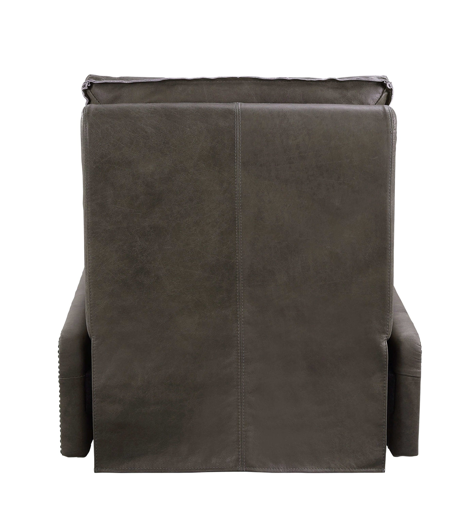 Metier Modern Industrial Power Recliner Lounge Chair, Gray Leather & Aluminum - Revel Sofa