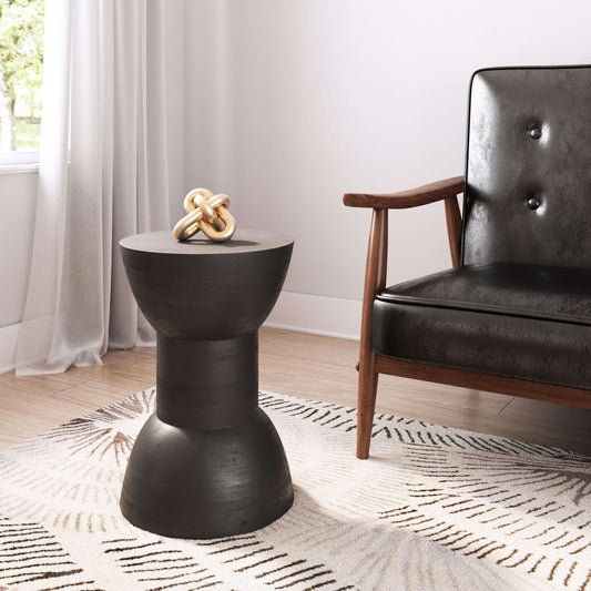 Wisdom Solid Wood Round Side Table, Black 13" - Revel Sofa