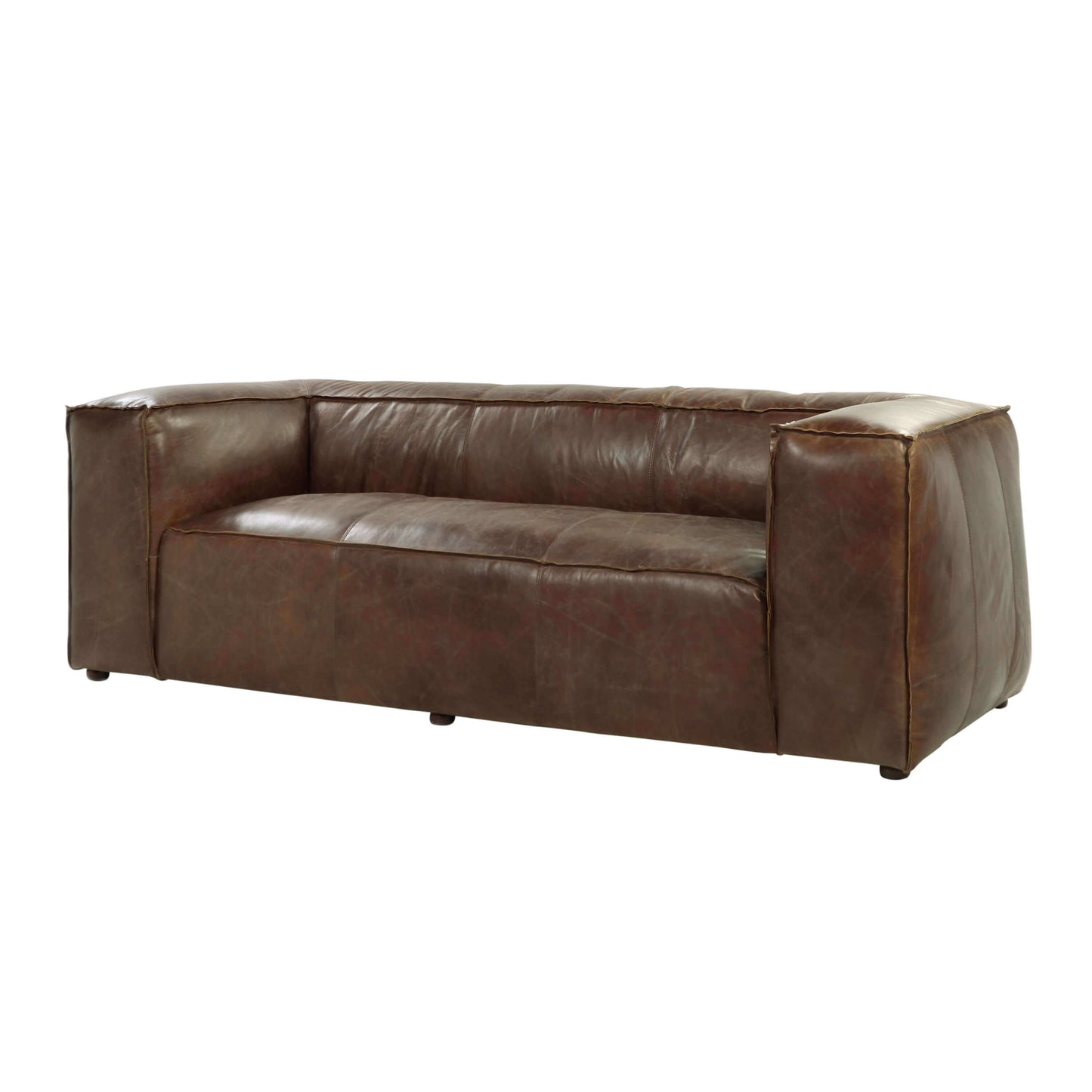 Classic Brancaster Sofa in Retro Brown Top Grain Leather 98" - Revel Sofa