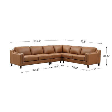 Bella MCM Genuine Leather Corner Sofa Sectional (2 Sizes)