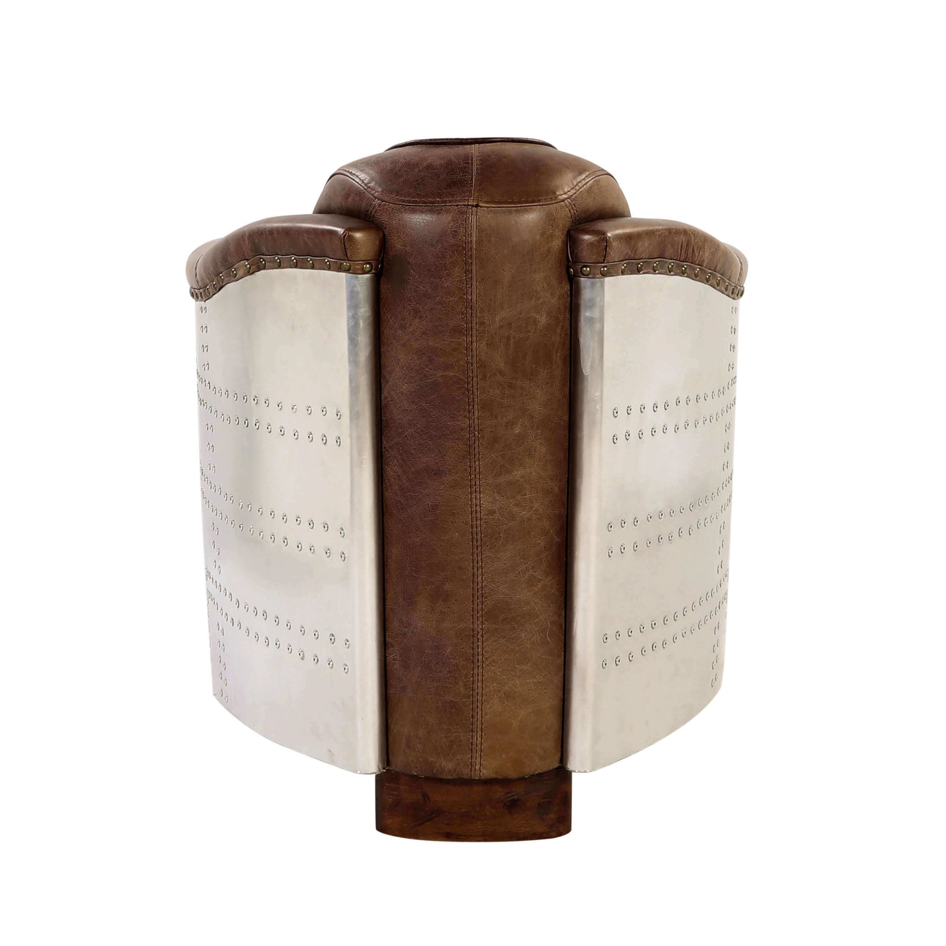 Brancaster Retro Inspired Lounge Chair in Brown Top Grain Leather & Aluminum - Revel Sofa