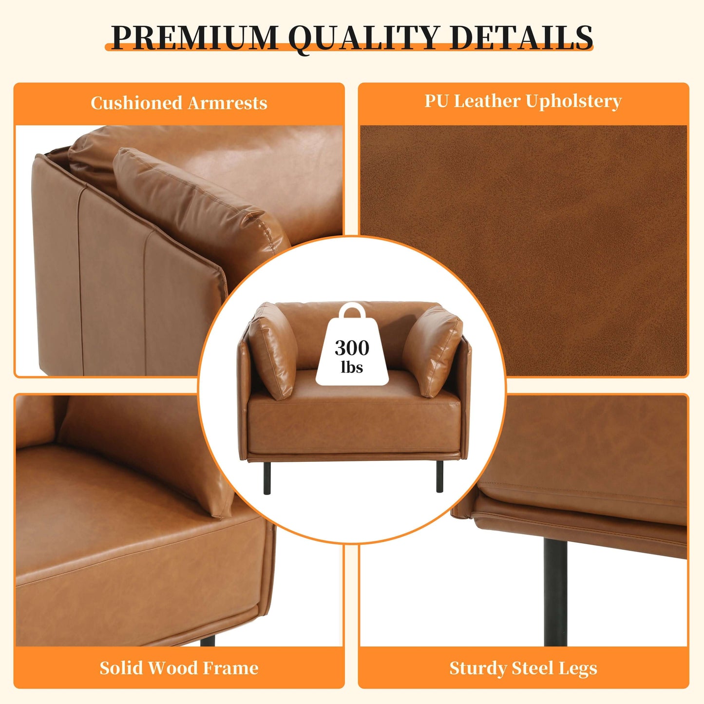 Faux Leather MCM Lounge Chair (3 Colors)