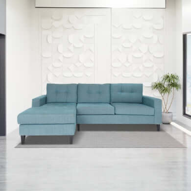 MCM Blue Tufted Back L Shaped Sofa Sectional 108'