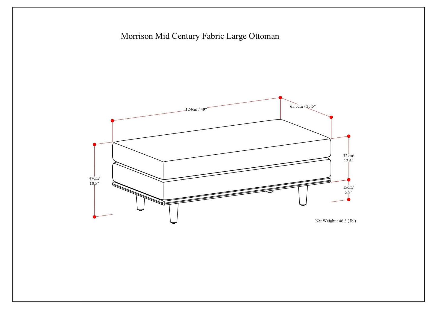 Morrison Large Rectangular Ottoman 48'