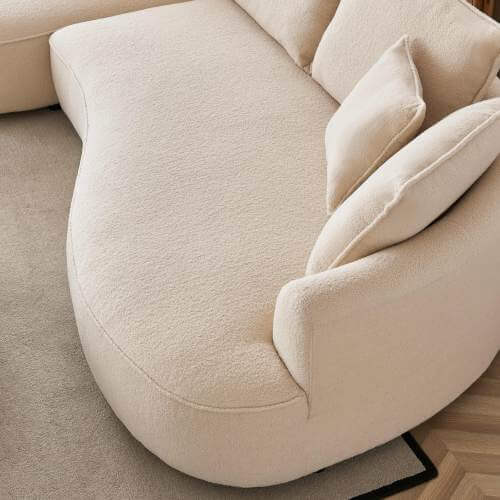 Curvy Left-Facing Chaise Sofa Sectional 123" (2 Colors)