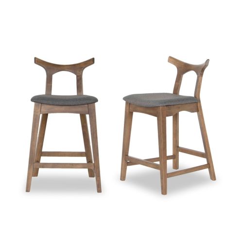 Sillas de bar Mid-Century modernas de madera maciza 'Hester' (juego de 2)
