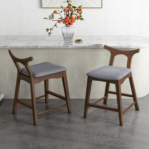 Sillas de bar Mid-Century modernas de madera maciza 'Hester' (juego de 2)