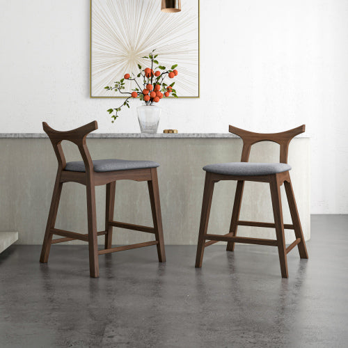Sillas de bar Mid-Century modernas de madera maciza 'Hester' (juego de 2)