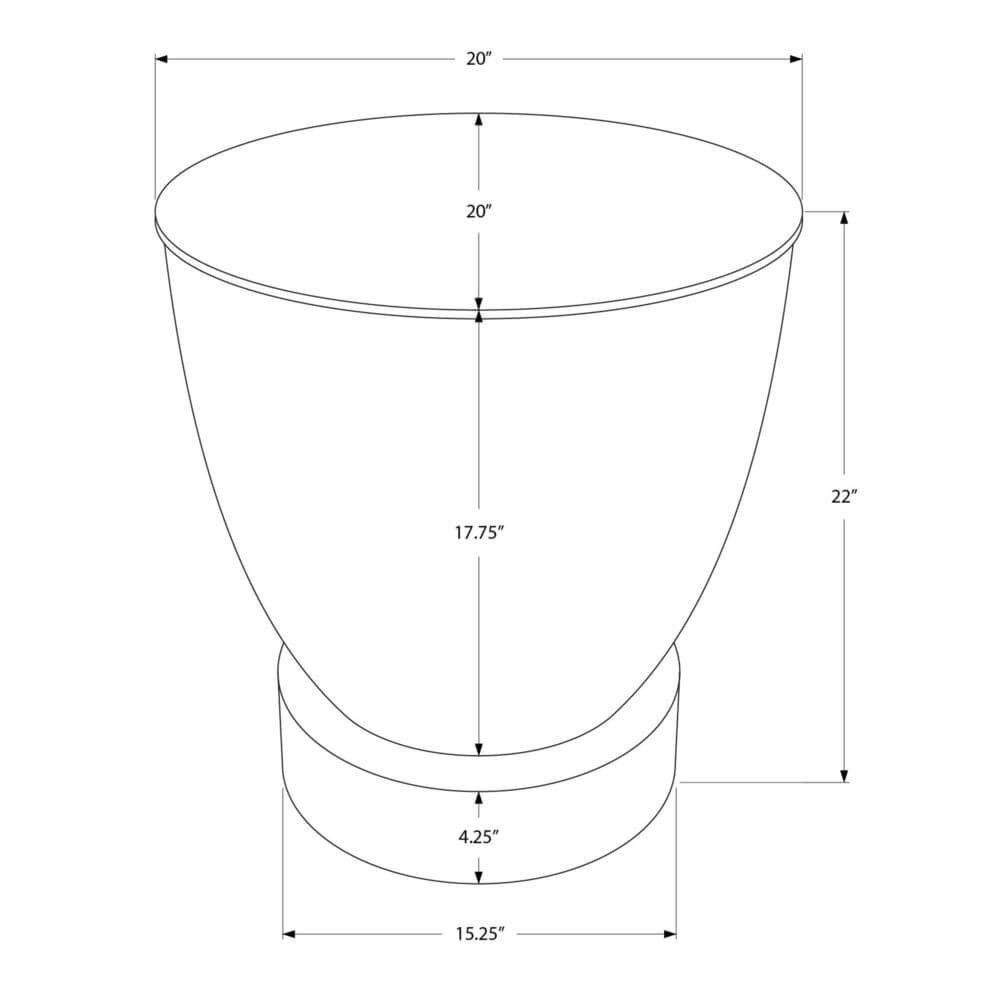 Hammered Metal Round Drum Accent Table 20" – Modern End Table (3 Colors) dimensions illustration