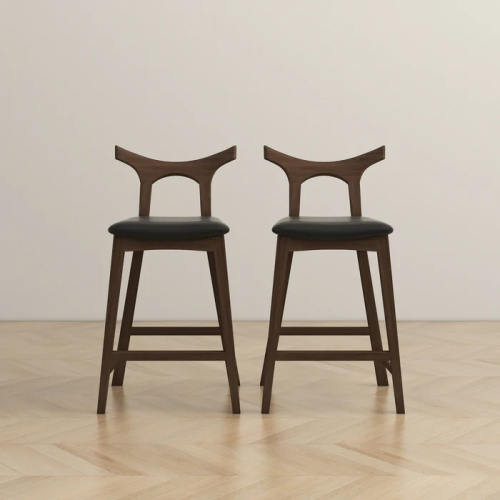 Sillas de bar Mid-Century modernas de madera maciza 'Hester' (juego de 2)