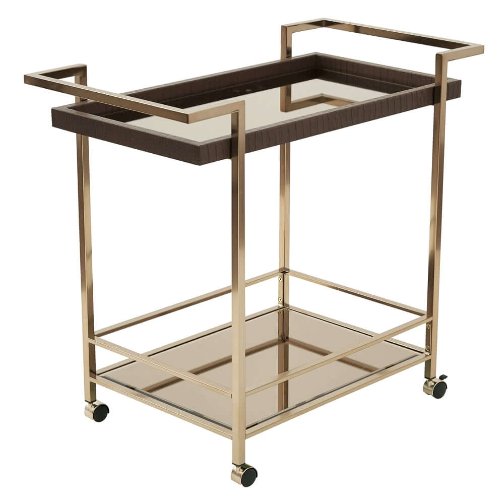 Isabella Two-Tier Glass Shelves Beverage Cart
