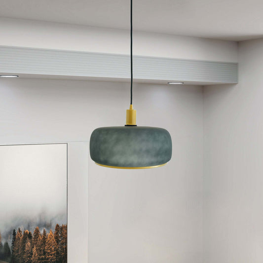 Dune Black Glass & Gold Pendant Lamp – 13" Shade Hanging Pendant Light
