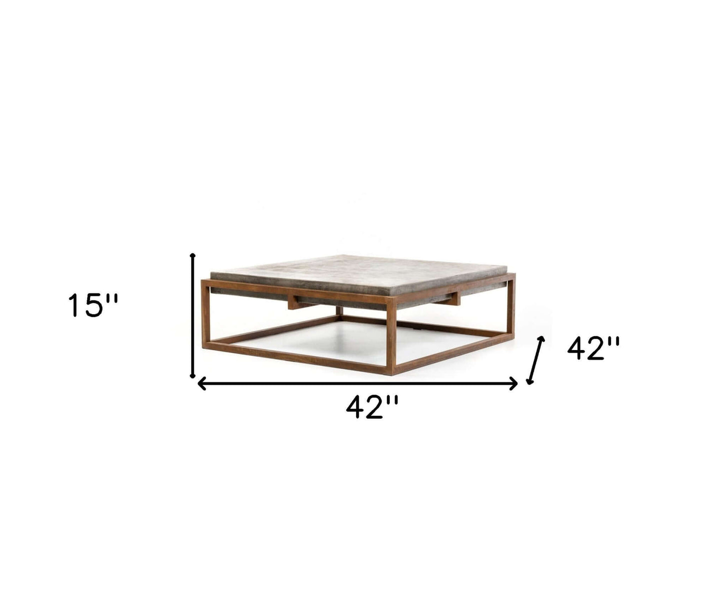 Square Concrete Top Metal Frame Coffee Table 44"