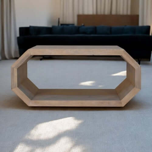 Solid Wood Hexagonal Coffee Table 39"