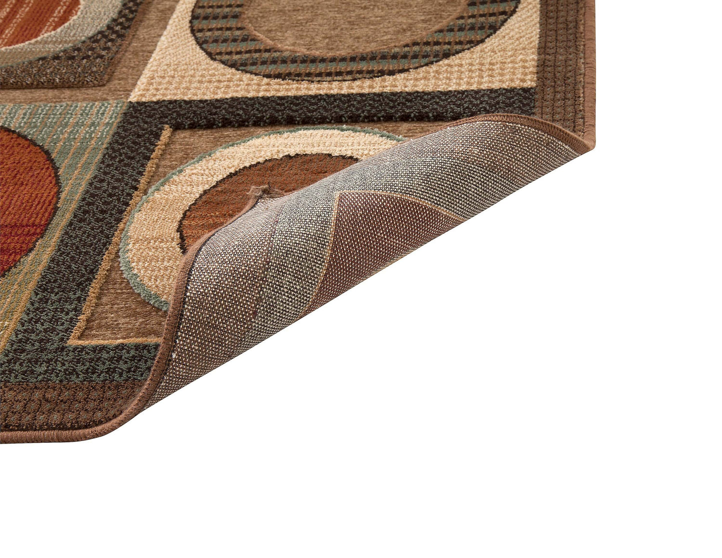 Leyden Rectangular Multicolor Chenille Area Rug 5x8 edge detailing, showcasing retro patterns and soft texture.