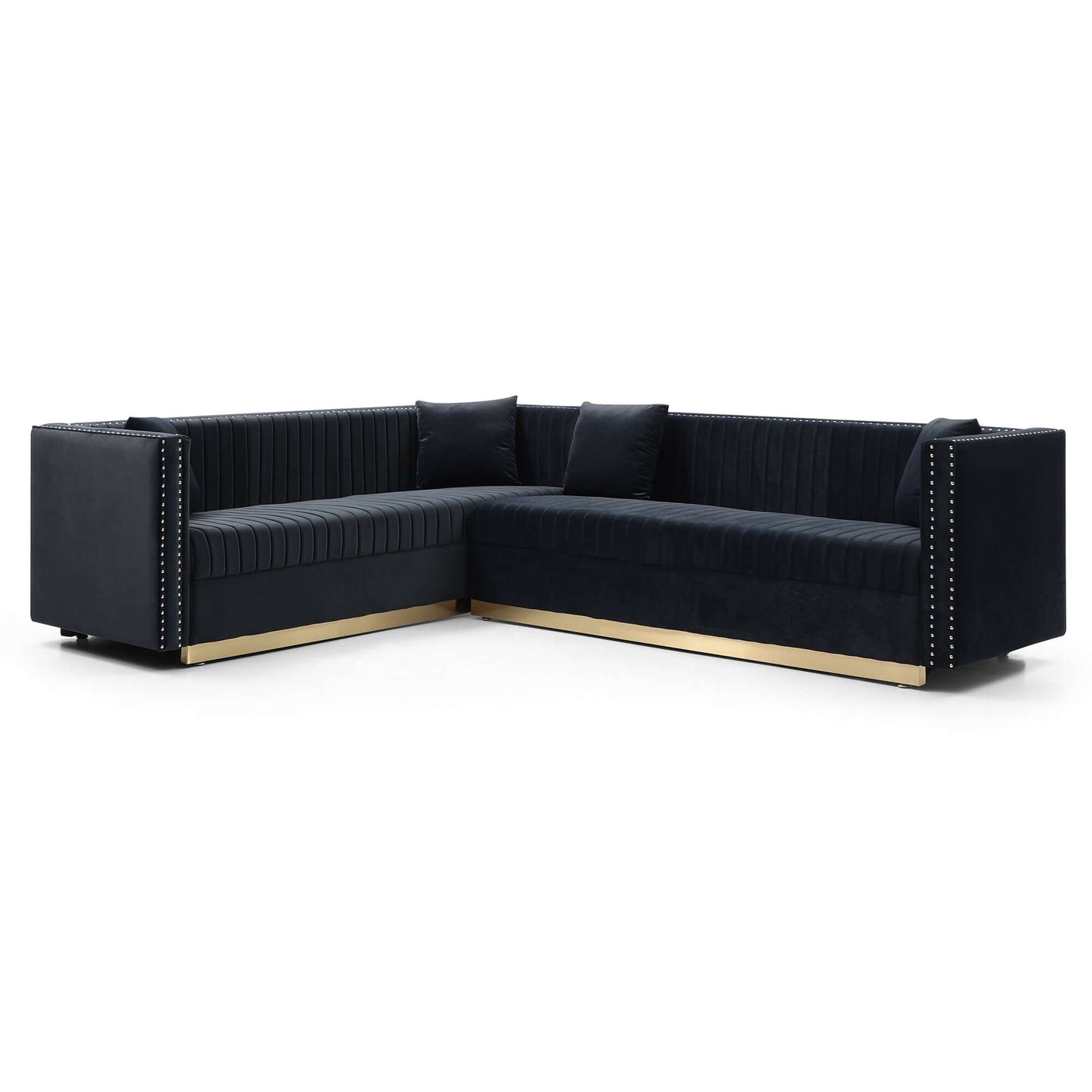 Glamorous Channel Tufted Velvet Corner Sofa Sectional