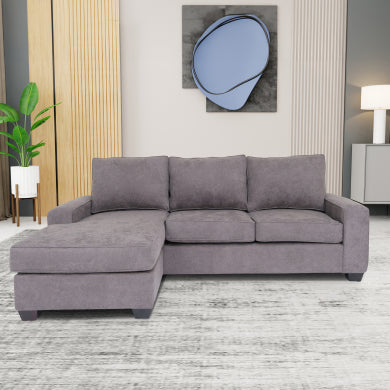 Modern Gray Fabric Reversible Chaise Sofa Sectional 96'