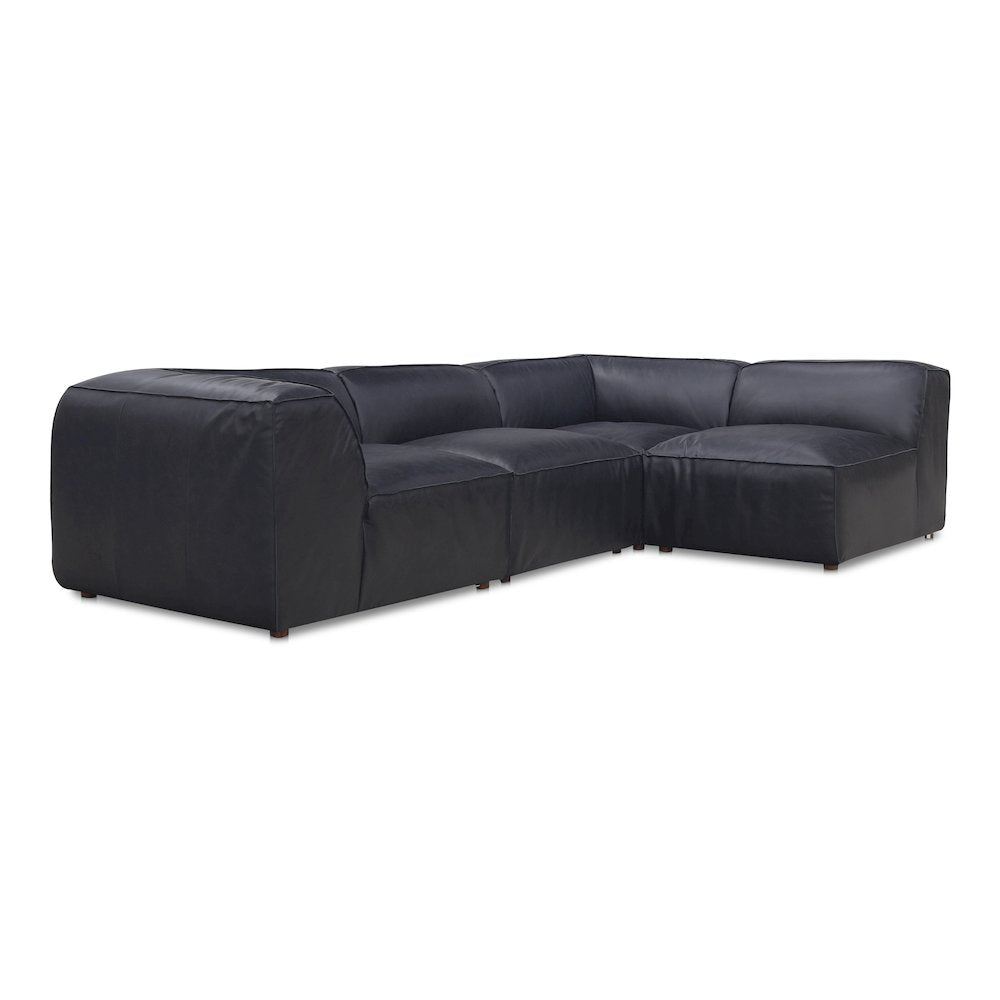 Form Black Genuine Leather Modular Sectional Sofa (2 Colors & Sizes)