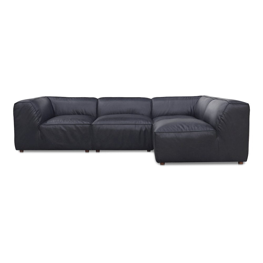 Form Black Genuine Leather Modular Sectional Sofa (2 Colors & Sizes)