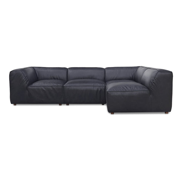 Form Black Genuine Leather Modular Sectional Sofa (2 Colors & Sizes)