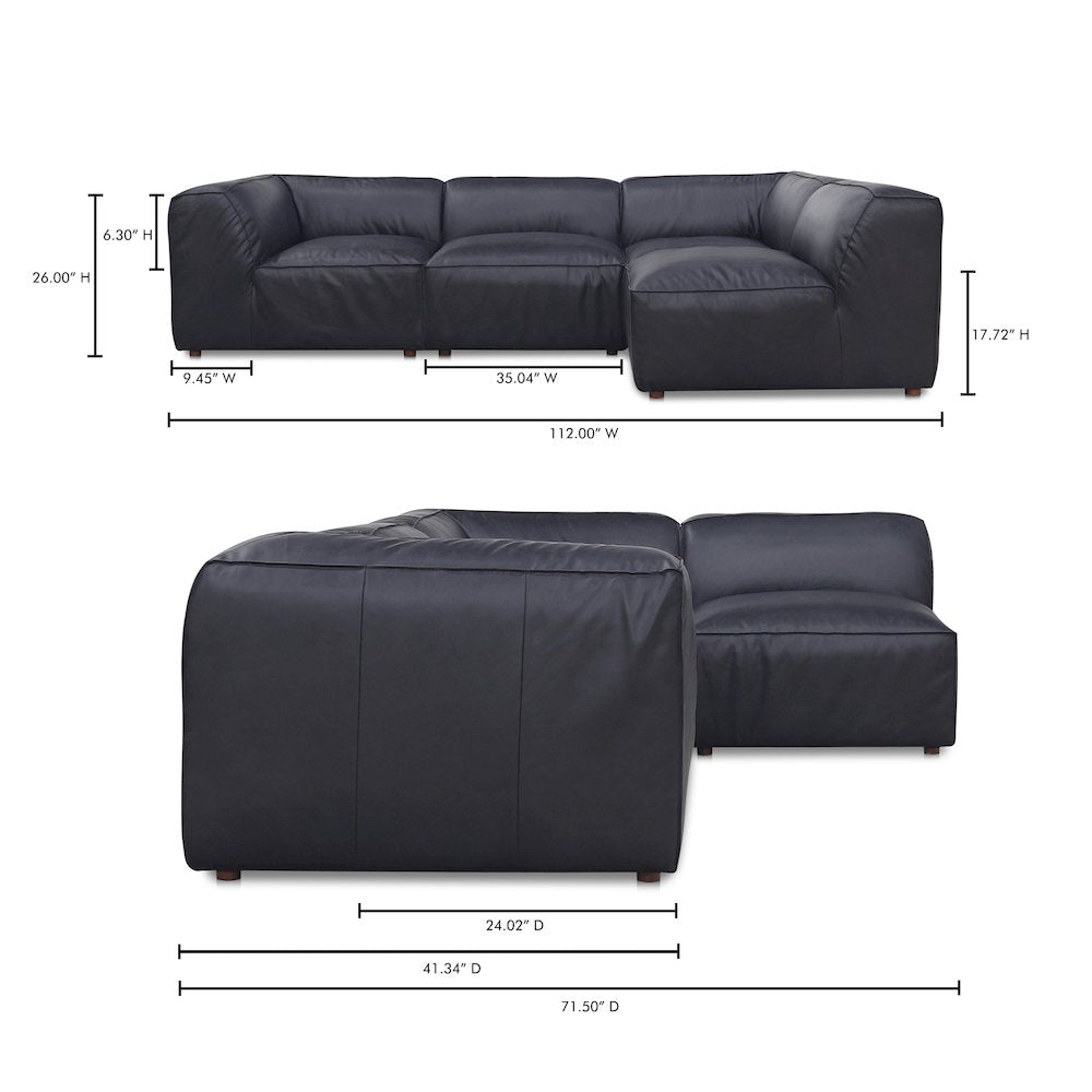 Form Black Genuine Leather Modular Sectional Sofa (2 Colors & Sizes)