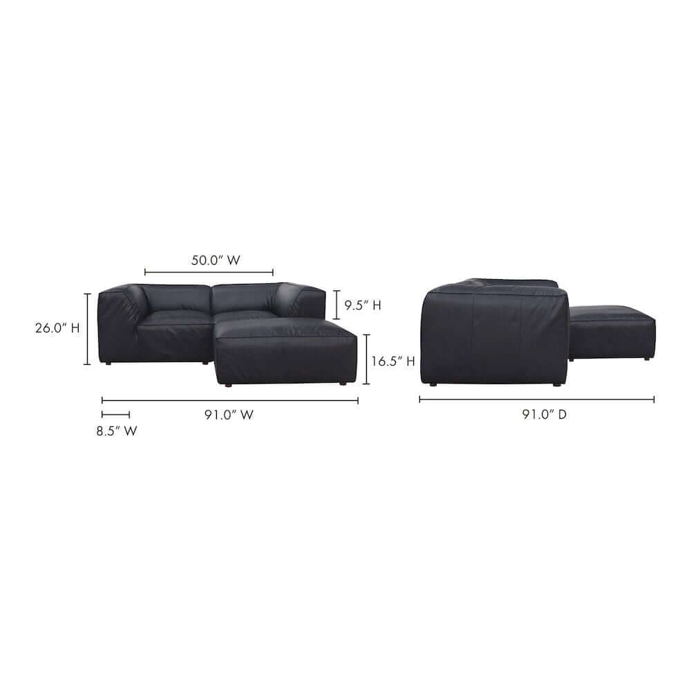 Form Black Genuine Leather Modular Sectional Sofa (2 Colors & Sizes)