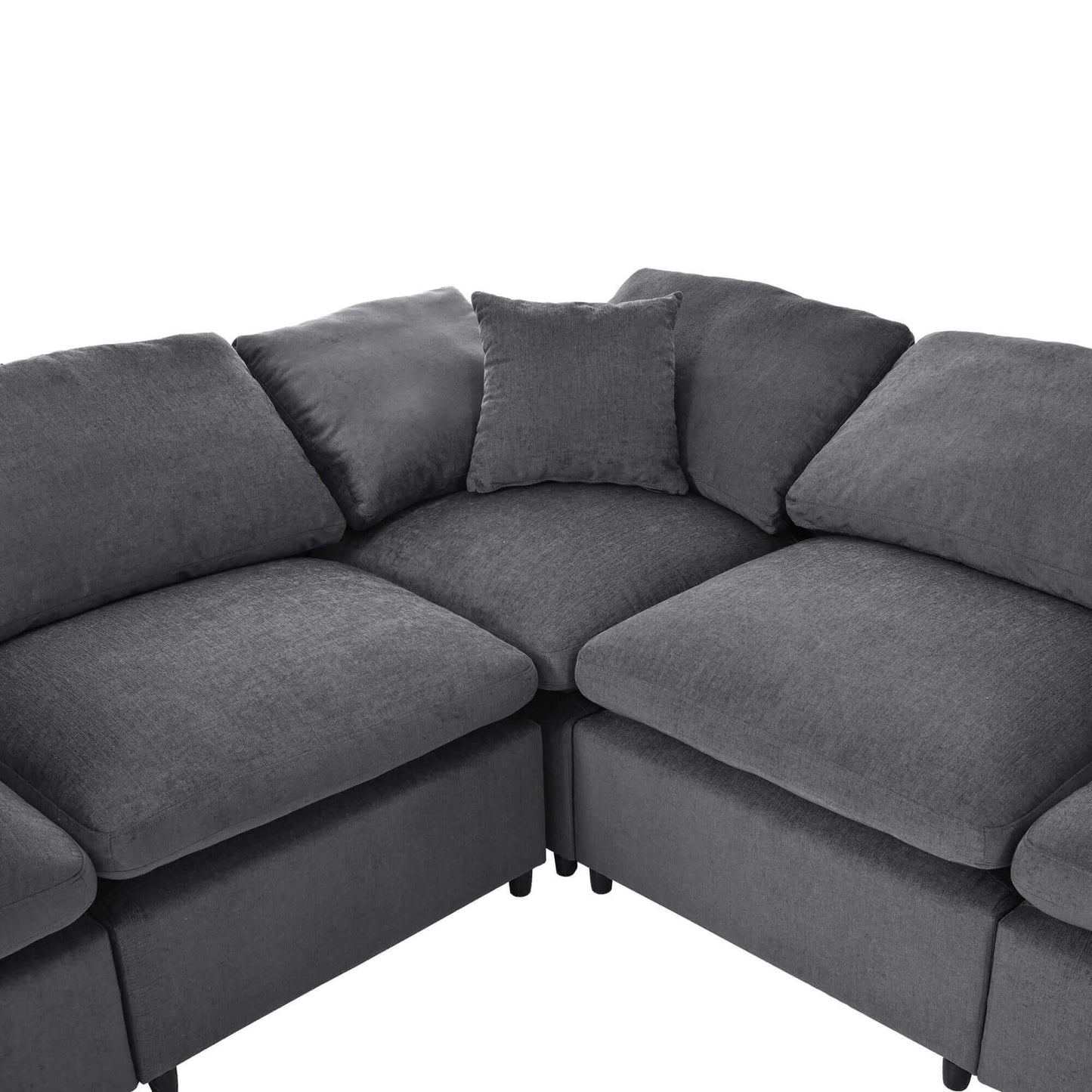 Modern Low Profile Modular U-Shaped Sectional Sofa with Ottoman in Gray or Beige 129" - Revel Sofa