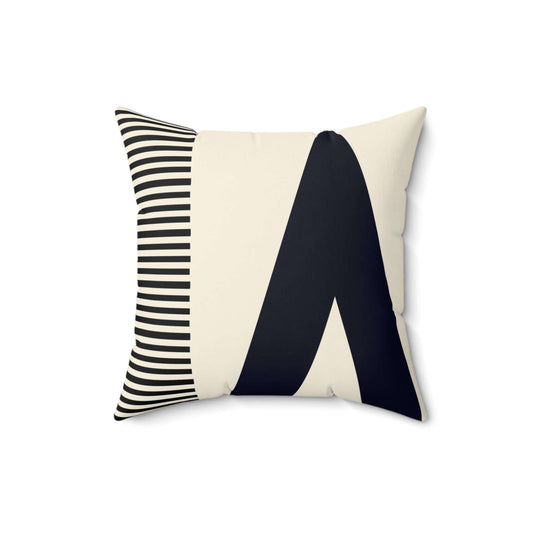 Spun Polyester Square Pillow - Stripped Black & Beige - Revel Sofa