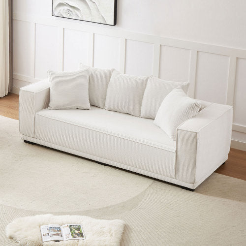 MCM Box Arm Corduroy Upholstered Sofa 89"