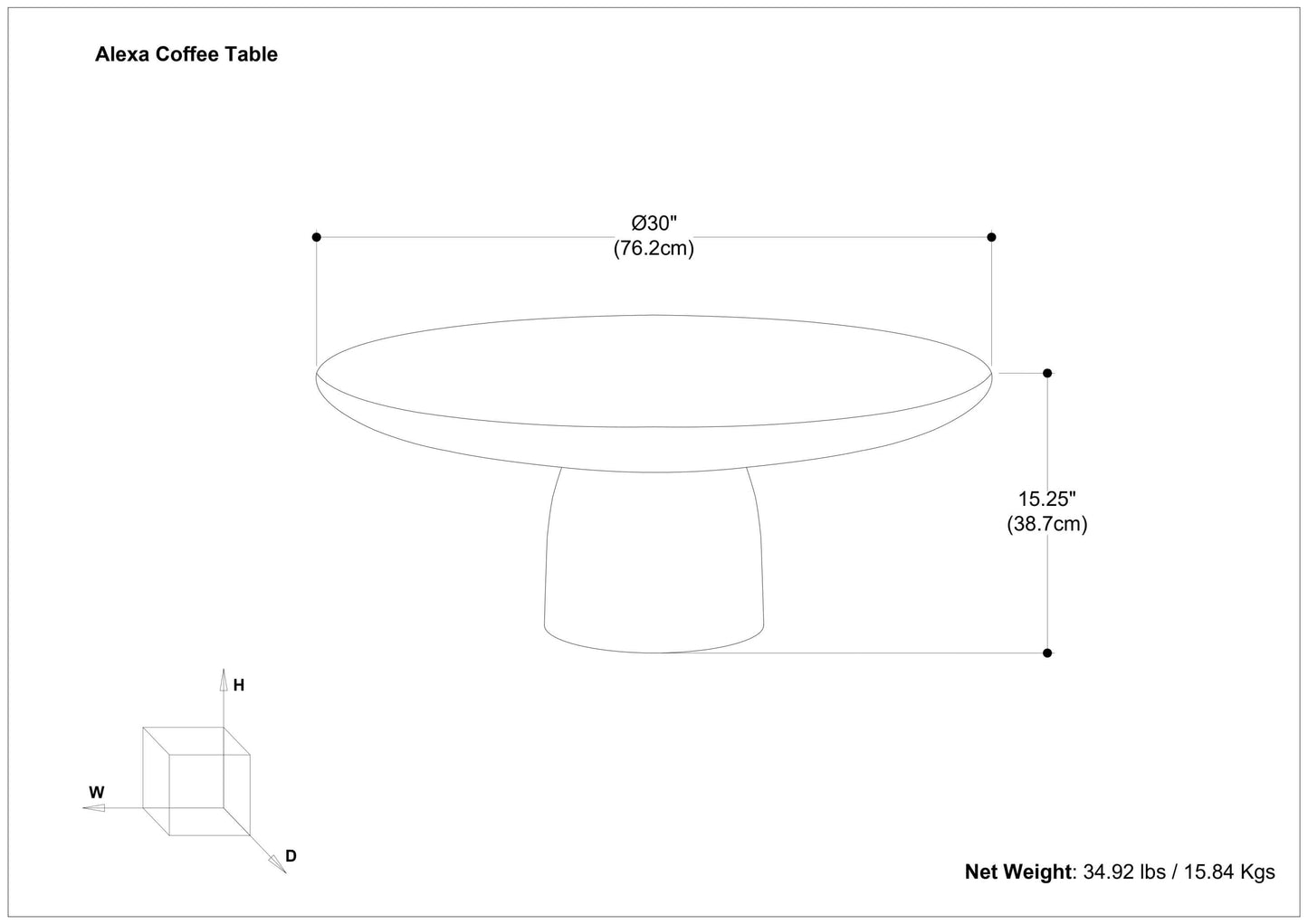 Sleek black cast aluminum coffee table with round top and sturdy pedestal base, ideal for modern living spaces.