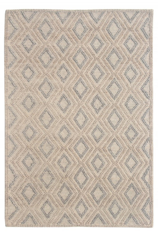 Tan Gray Diamond Lattice Modern Area Rug | 9' x 13'