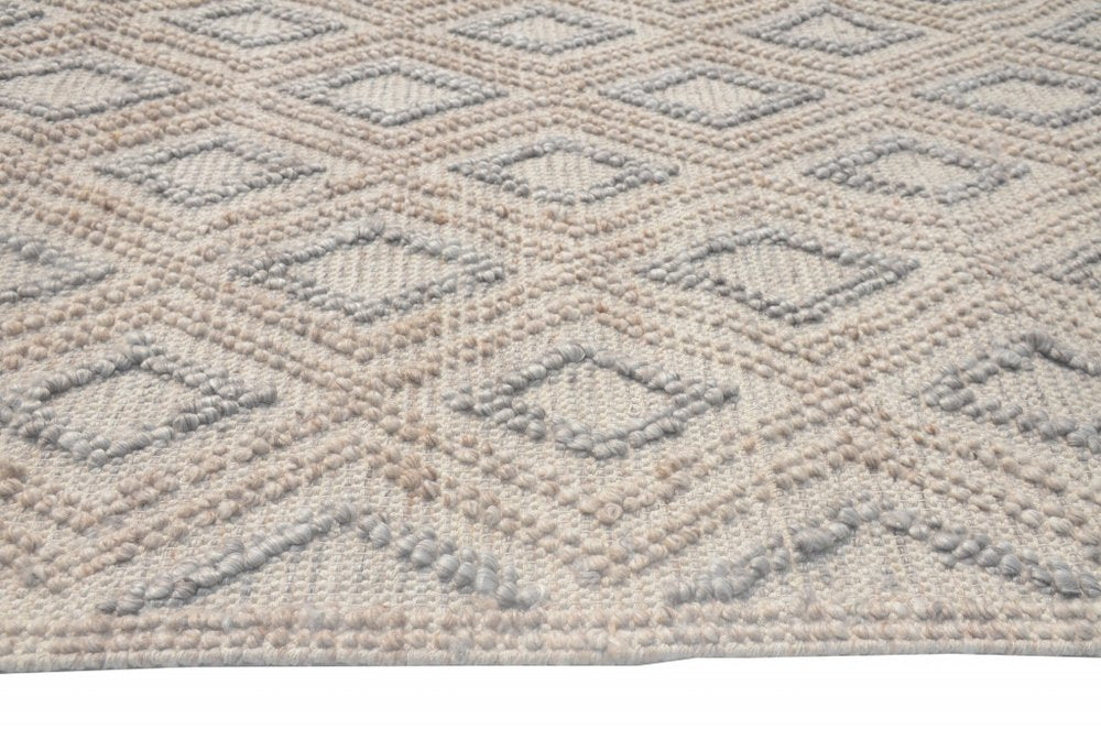 Tan Gray Diamond Lattice Modern Area Rug | 9' x 13'