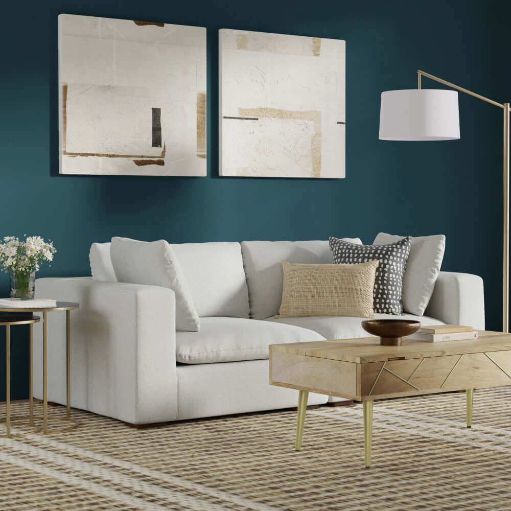 Jasmine Modern Grey Low Profile Cloud Modular Sofa 88'