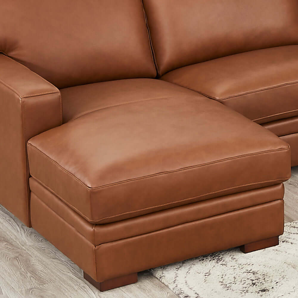 Dillon MCM Leather Chaise Corner Sectional 136"