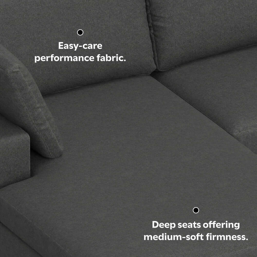 Charlie Modern Deep Seat Sectional Chaise Sofa 122"