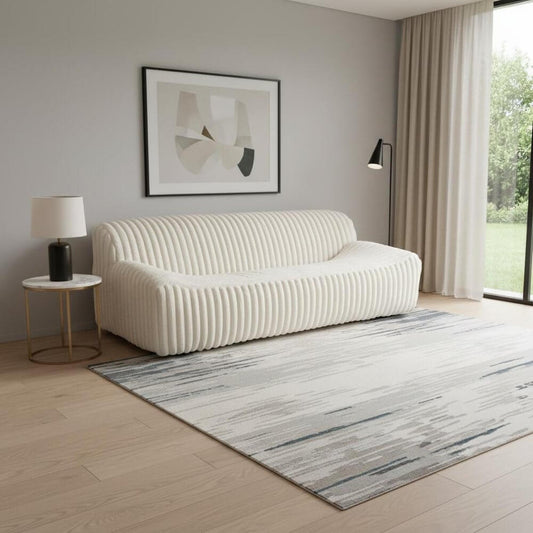 Willa Cream Faux Fur Sofa – 89" Plush Modern Sofa