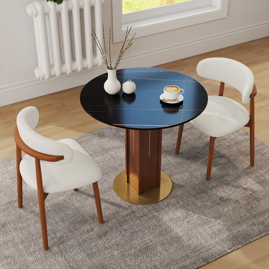 Oriel Black Sintered Stone Round Dining Table