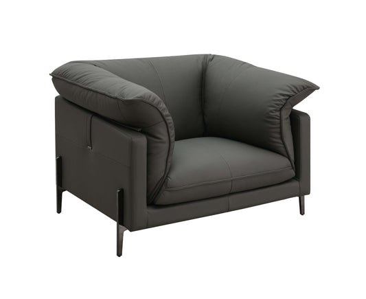 Tadi Black Top Grain Leather Lounge Chair